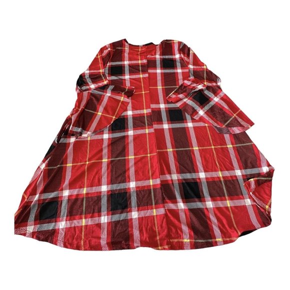 Mermaid Cove Red Checkered Dress Womens Plus Size 2XL 3/4 Sleeve Flare - Picture 2 of 8